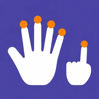 Mano abierta más un dedo de la otra mano: acorde Lam
